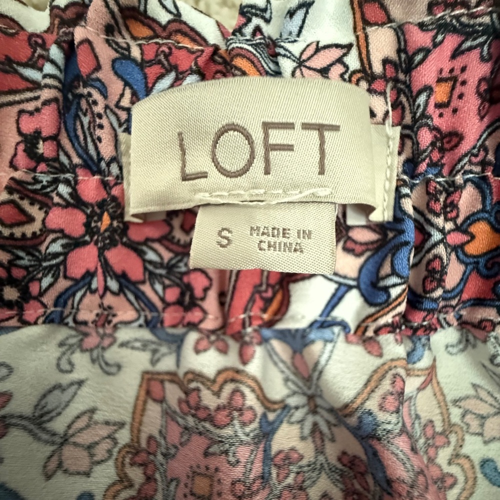 LOFT Mini Skirt Pink Blue White Pattern Size S - Picture 4 of 9